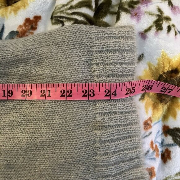 American Vintage Kid Mohair Cardigan Gray Short Sleeve Knit V-neck Neutral - Picture 4 of 5